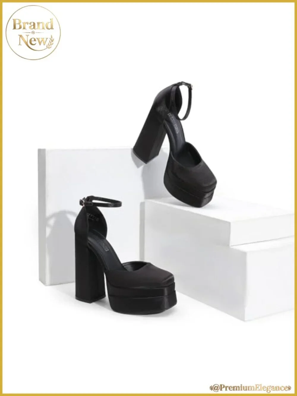 Platform Closed Toe Heels Satin Ankle Strap Pump for Wedding